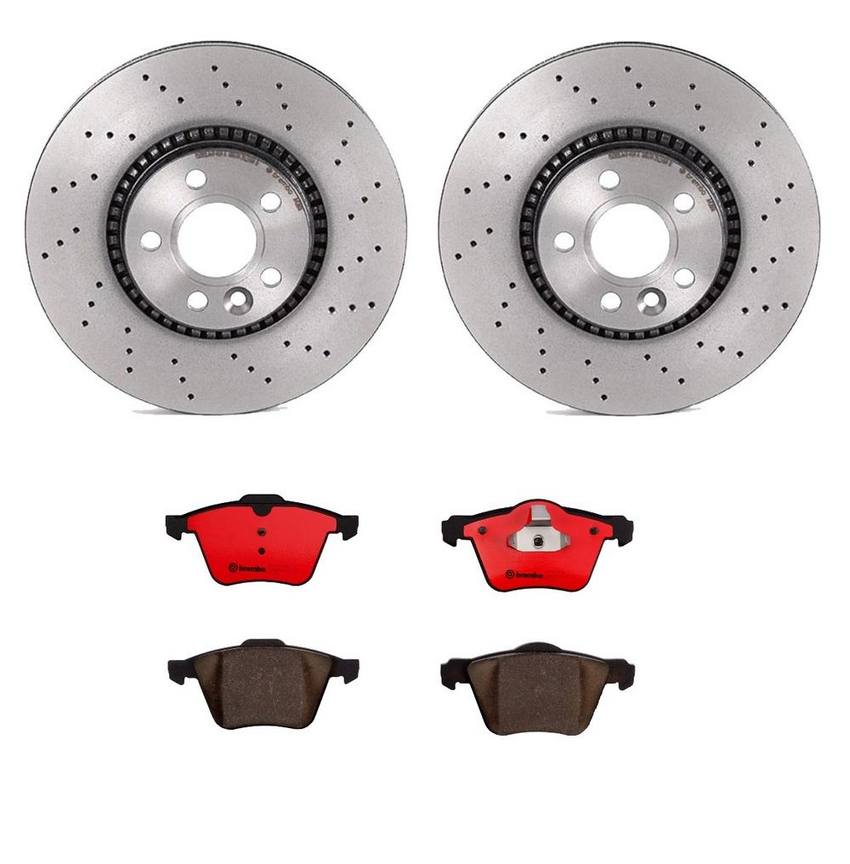 Volvo Brakes Kit Brembo Pads and Rotors Front (316mm) (Xtra) (Ceramic) 31200229 Brembo